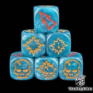 Lizard Rune Dice Set Fantasy Football Block Dice for Tabletop Games, Jungle Team Resin D6, Aztec Reptile Style for Miniature Sports. image 4