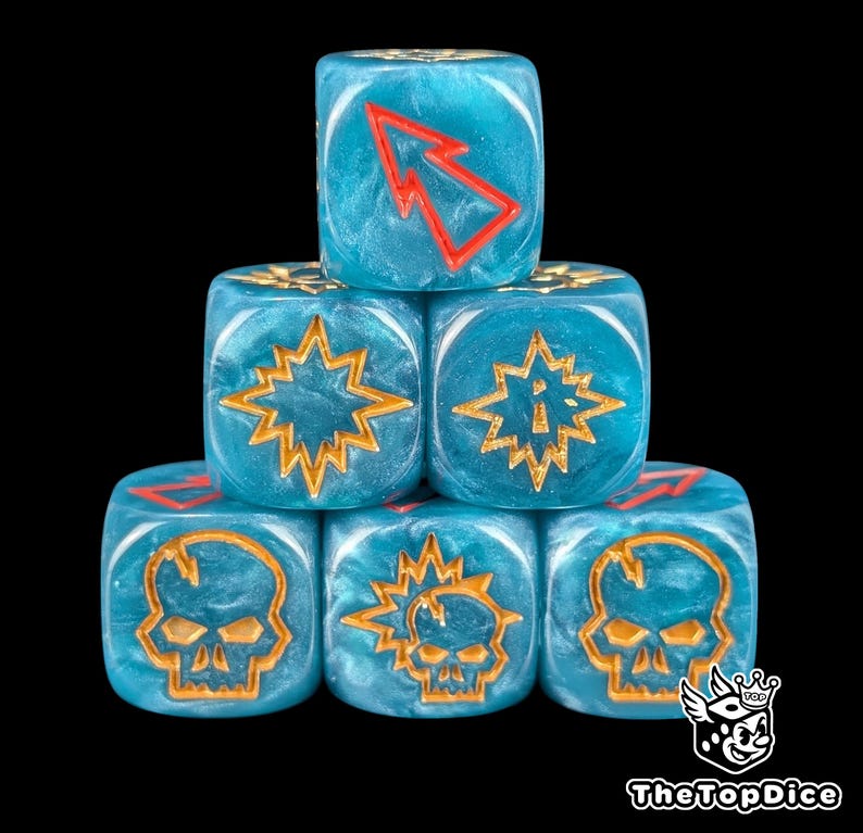 Lizard Rune Dice Set Fantasy Football Block Dice for Tabletop Games, Jungle Team Resin D6, Aztec Reptile Style for Miniature Sports. image 4