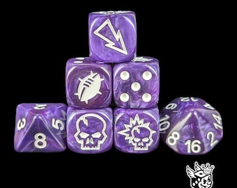 Dark Purple Dice Set Fantasy Football Block Dice for Tabletop Games, Spiked Ball Resin D6, Universal Team Set for Fantasy Sports Play.
