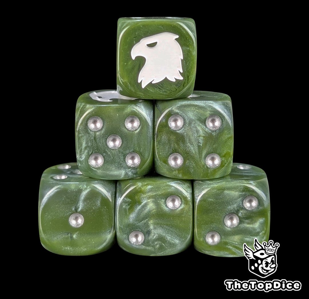 Green Resin D6 Dice, Jungle Raptor Sigil, Grimdark Tabletop Battles - Etsy