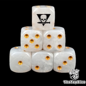 Ghost Strike Dice White Resin D6 for Grimdark Skirmish Games, Kill Squads, Tactical Operatives & Covert Forces of Sci-Fi Warfare.