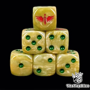 Ivory Wing Dice Bone White Resin D6 for Grimdark Wargames, Fallen Orders of Angelic Warriors & Sci-Fi Knightly Brotherhoods.