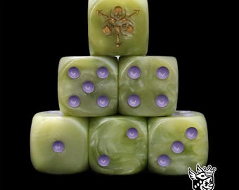 Pestilence Rot Dice Mucus Green Resin D6 for Grimdark Wargames, Diseased Plague Armies & Foul Warriors of Eternal Decay.