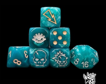 Lizard Dice Set Fantasy Football Dice for Tabletop Games, Block dice set, Aztec Inspired Resin D6, Jungle Team Marker Dice for Miniature