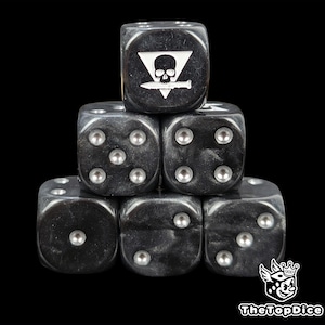 Black Ops Dice Black Resin D6 for Grimdark Skirmish Games, Kill Squads, Strike Teams & Tactical Armies of Sci-Fi Covert Operations.