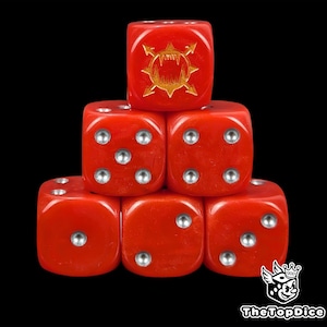 Bloodjaw Würfel, rot Resin W6 für Grimdark Wargames, Skullbound warriors, Slaughterborn Legions & Wrath Cursed Armies of Endless War.