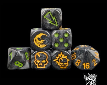Goblin Moon Dice Set Fantasy Football Dice for Tabletop Games, Block dice set, Full Moon Resin, Mischief Team Marker Dice Miniature Sports
