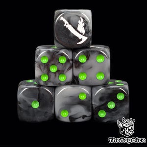 Whisperborn Flammen Würfel schwarz Resin W6 für Grimdark Wargames, Greenfire Schattenelfen, Void Jäger & Spectral Armeen des Nethers.