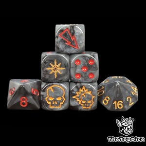 Demonic Beast Dice Set Fantasy Football Dice for Tabletop Games, Horned Team Resin D6, Anarchic Marker Dice for Miniature Sports