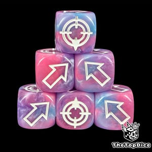 Tricolor Scatter Dice D6 Arrows for Random Direction, Wargames, TTRPG, Tabletop, Role Games, Markers, Launcher Dice, Resin Dice.