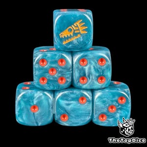 Lizard Rune Dice Set Fantasy Football Block Dice for Tabletop Games, Jungle Team Resin D6, Aztec Reptile Style for Miniature Sports. image 3