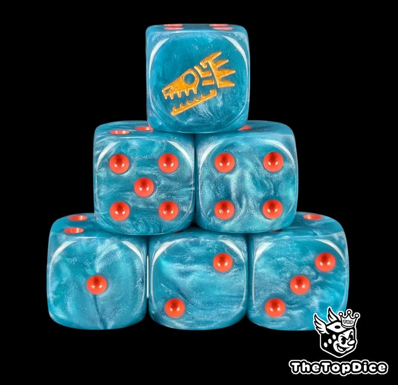 Lizard Rune Dice Set Fantasy Football Block Dice for Tabletop Games, Jungle Team Resin D6, Aztec Reptile Style for Miniature Sports. image 3