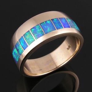 Australian Opal Wedding Ring in 14k gold by Hileman