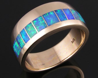 Australian Opal Wedding Ring in 14k gold by Hileman