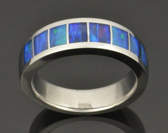 Australian Opal Ring Handmade in Stainless Steel by Hileman