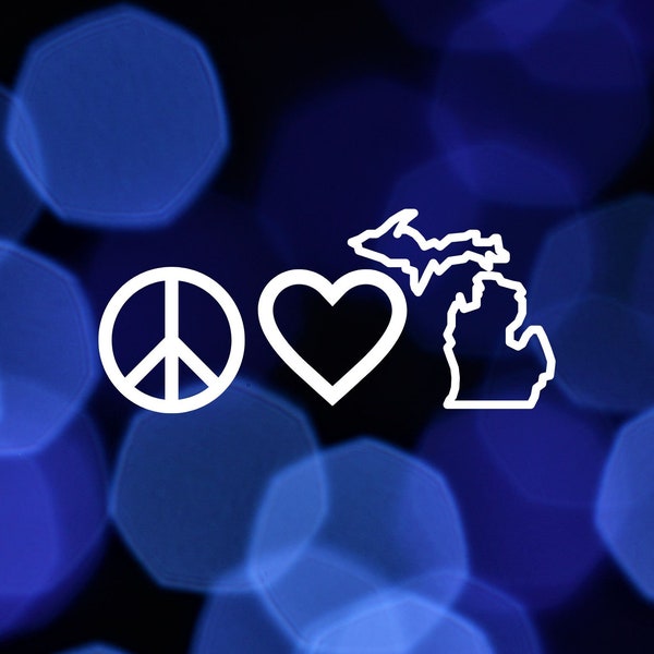 Peace Love Michigan Vinyl Decal, Car, Cup, Gift