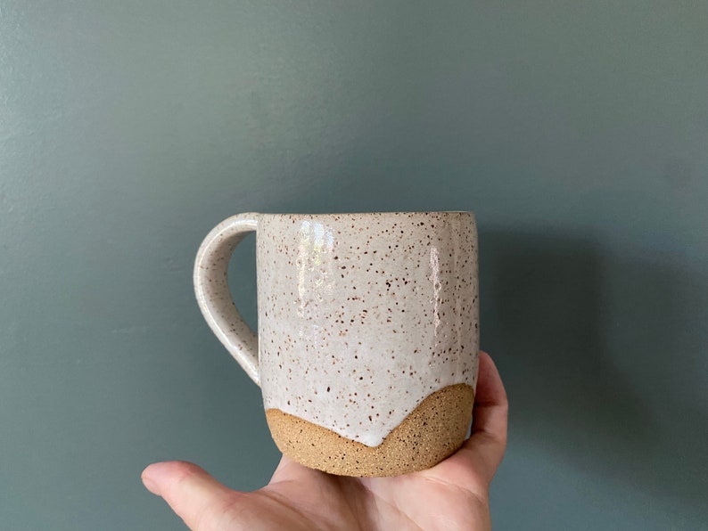 9 oz. Mug white, raw clay bottom image 4