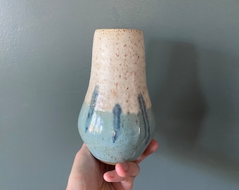 6 1/4 inch vase - white, turquoise, blue