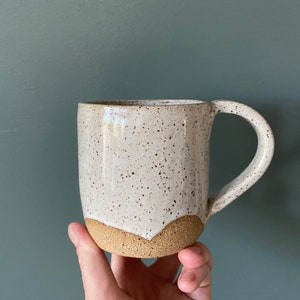 9 oz. Mug white, raw clay bottom image 1