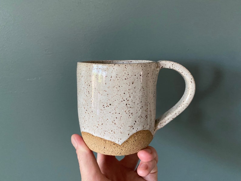 9 oz. Mug white, raw clay bottom image 1