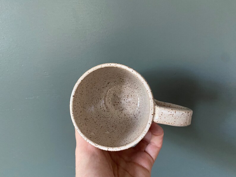 9 oz. Mug white, raw clay bottom image 3