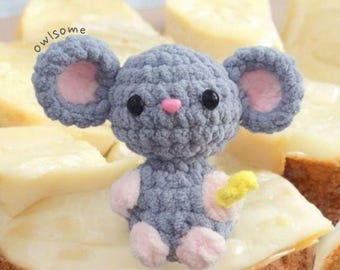 Amigurumi Mouse Doll Handmade Crochet Plushie Kawaii Stuffed Animal Soft Mini Mouse Toy Unique Gift Cute Desk Decor Birthday Present