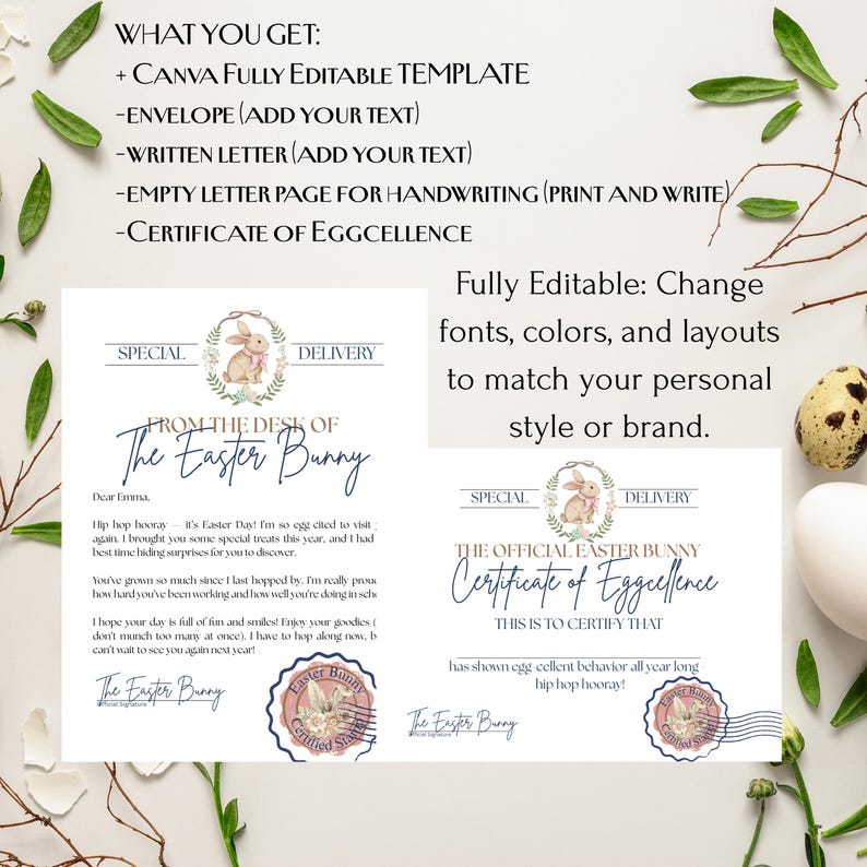 Editable Easter Bunny Letter Template, From the Desk of Easter Bunny ...
