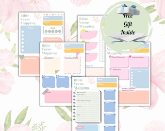 Bible Verse Mapping Template, Bible Study Guide (Digital Download)