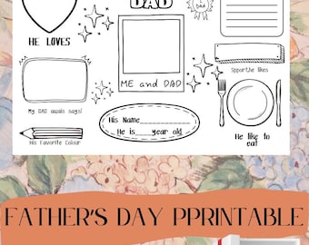 Vatertag Printable: Alles über meinen Vater zum Ausmalen (PDF)