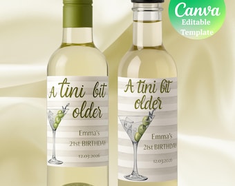 Etiquetas para chupitos Tini Bit Older, etiquetas para minibotellas, fiesta de martini personalizada, martini espresso, fiesta de cumpleaños Tini Bit Older, etiquetas personalizadas