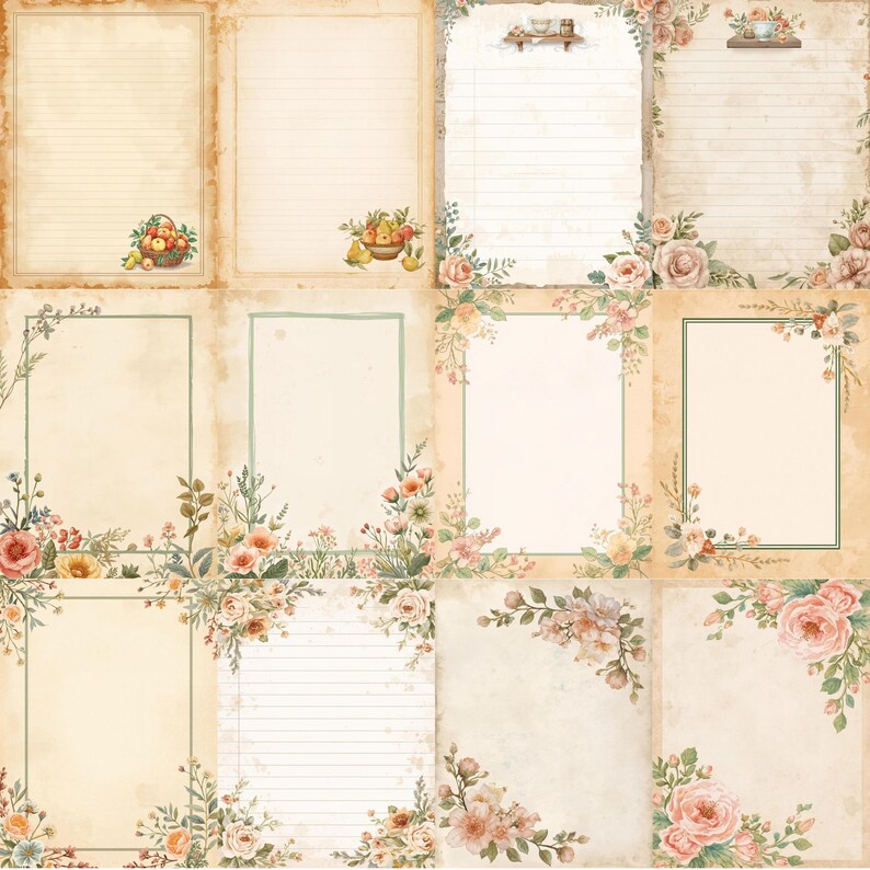 Rustic Recipe Pages Rustic Farmhouse Kitchen Ephemera, Kitchen Junk Journal Kits, Vintage ...