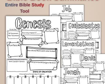 Printable Bible Study Worksheets, Book Summaries (PDF Download)