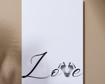 Baby Footprint Art: Love Sign, Newborn Keepsake (Digital Download A3/A4 Sizes)