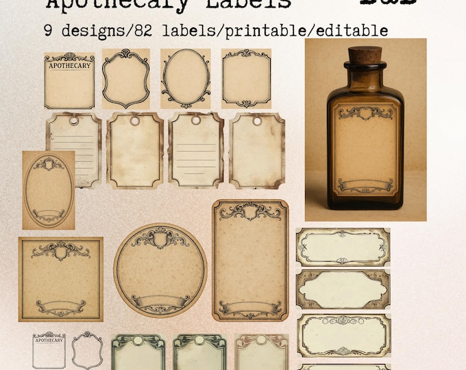 Editable Tall Vintage Apothecary Labels - Printable Apothecary Bottle ...