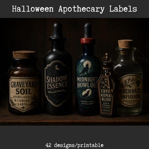 Apothecary Stickers for Halloween and Wizard Party, Wizard Potion Labels, Printable Spell Jar Tags, Witch Apothecary, Halloween Labels