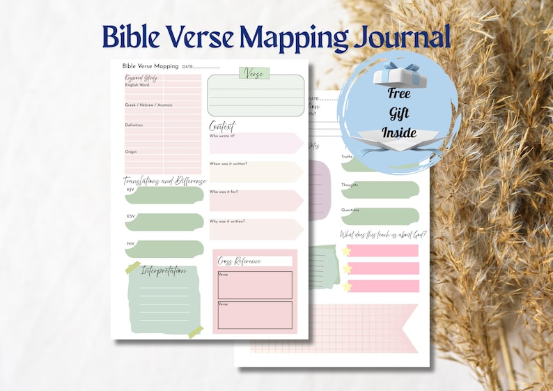Digital Bible Verse Mapping Journal: Printable Study Template (A4, A5 ...