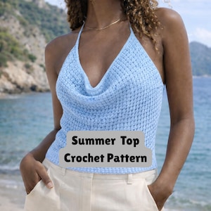 Modello di top all'americana all'uncinetto per donna, top da spiaggia all'uncinetto, top all'americana all'uncinetto per signore, tutorial per top all'americana all'uncinetto, modello di top all'americana