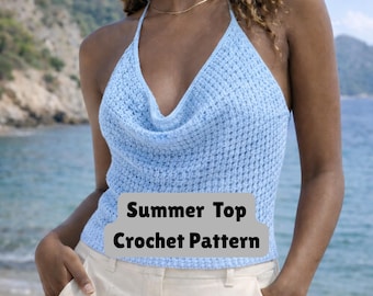 Halter Crochet Top Pattern for Women, Beach Crochet Top, Crochet Halter Top for Ladies, Crochet Halter Neck Tutorial, Halter Top Pattern