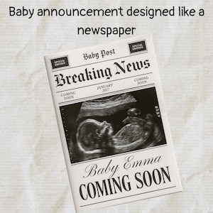 Newspaper Baby Announcement, Baby Announcement, Newspaper, Newspaper Baby, Pregnancy Announcement Newspaper, Printable Newspaper Reveal