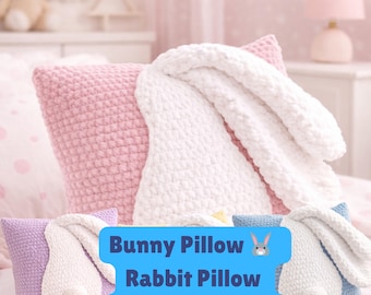 Bunny Ears Pillow Crochet Pattern, Amigurumi White Bunny Ears Patterns, Long Bunny Ears Pillow Crochet Patterns, Rabbit Pillow, Throw Pillow