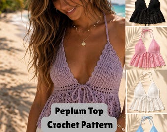 Häkelanleitung Schößchen Beach Top Häkelanleitung für Schößchen in PDF, Schritt für Schritt Häkeltop Muster, Häkeltop Muster, Häkeltop