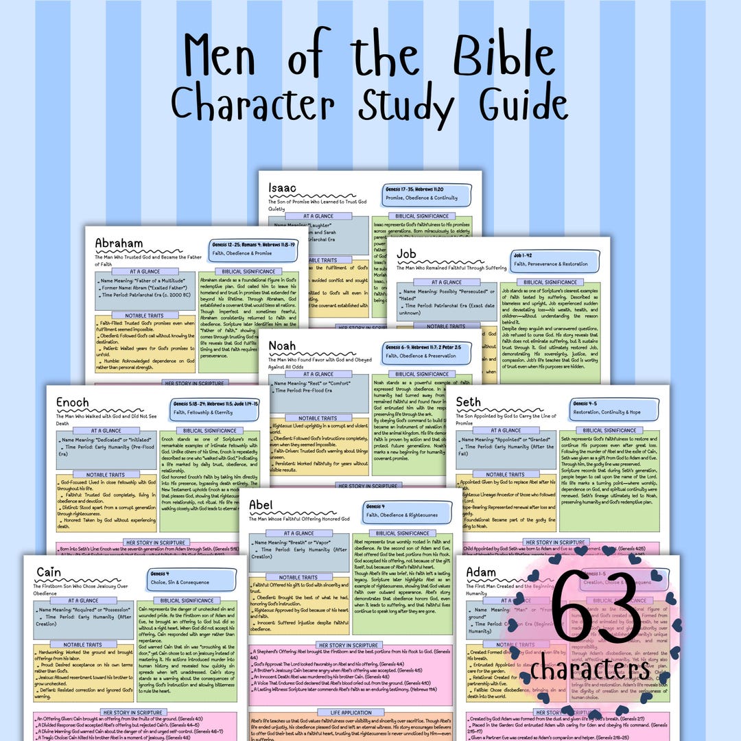 Men of the Bible Printable Study Guide, Men of the Bible Devotional ...