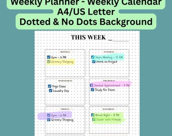 Weekly Planner, Weekly Calendar, Digital Planner, Daily To Do List, Weekly Planner Printable, Weekly Checklist, 2026 Weekly Planner