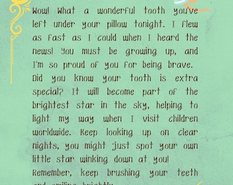 Personalized Tooth Fairy Letter Template (Digital Download)