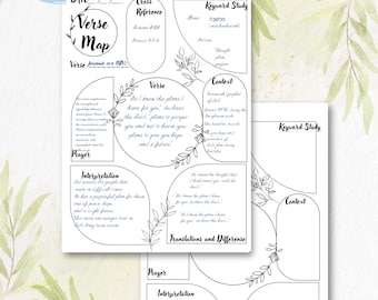 Bible Verse Mapping Template: Digital Study Guide (A4, US Letter)