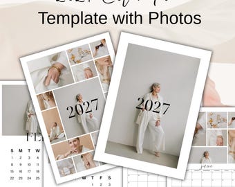 2027 Photo Template Calendar, Printable and Editable Desk Calendar, DIY Canva Design Calendar, 2027 2027 Custom Calendar Template