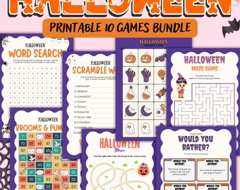 Printable Halloween Games Bundle: Fun Activities for All Ages (PDF)