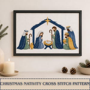 Christmas Nativity Cross Stitch Pattern, Jesus Baby Cross Stitch PDF Pattern, Christmas Embroidery, Holy Family Christian Christmas Story