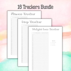 Druckbare Jahres-Tracker, druckbare Journalseiten, digitale Planerseiten, A5-, A4- und US Letters-Größen, Bullet-Journalseiten