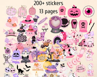 Pink Halloween Clipart Stickers, Spooky Summerween Designs, Summerween PNG SVG Bundle